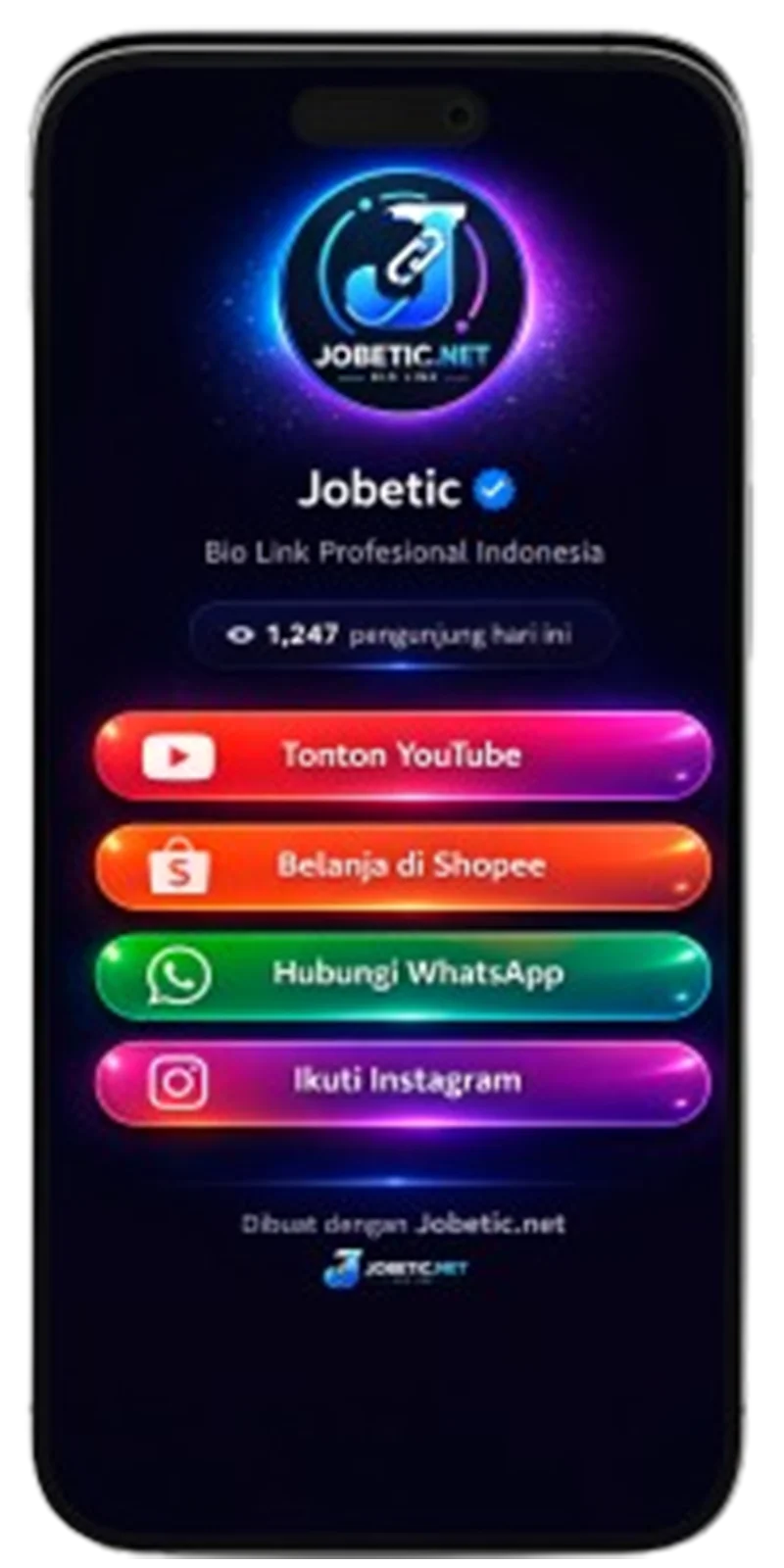 Contoh halaman bio link Jobetic